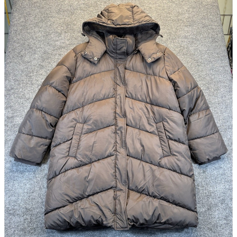 Selby Collection Brown Puffer Coat Faux Fur Lined Hooded XL – New No Tags